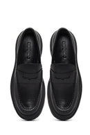 Men's Black Thick-Soled Leather Loafer | Derimod