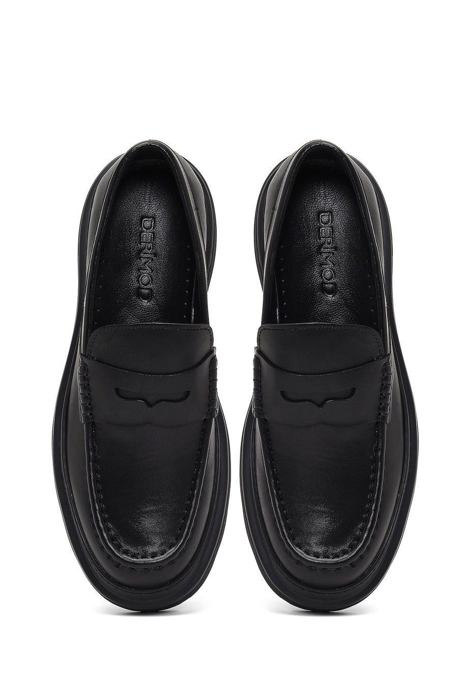 Men's Black Thick-Soled Leather Loafer
