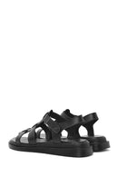Women's Black Strappy Leather Sandals | Derimod