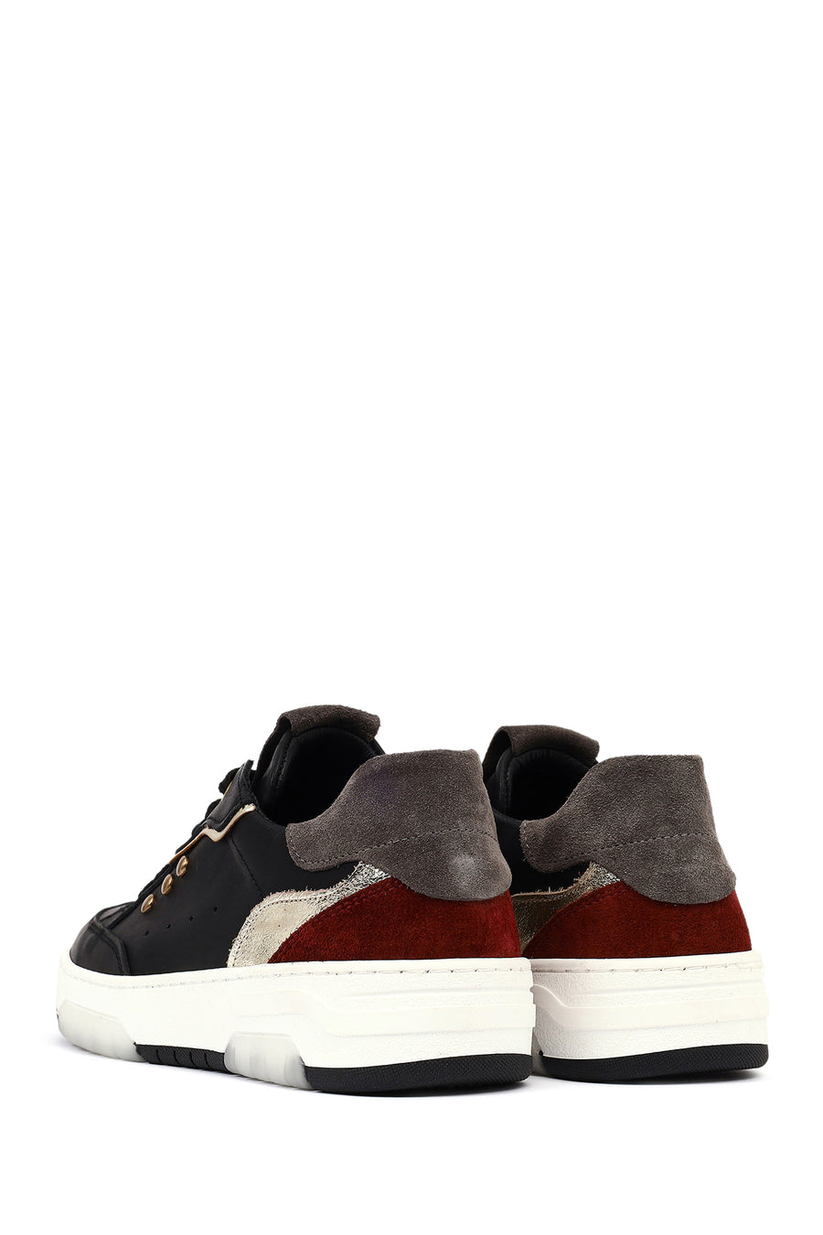 Kadın Siyah Bağcıklı Kalın Tabanlı Deri Sneaker