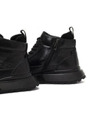 Men's Black Zippered Thick Sole Leather Sports Boot | Derimod
