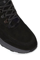 Male Black Lace-Up Thick-Soled Nubuck Leather Casual Sneaker | Derimod