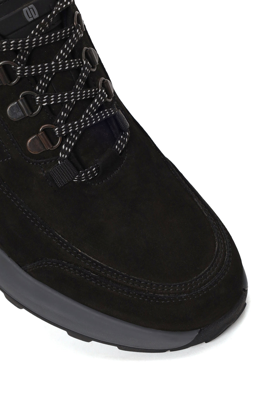 Male Black Lace-Up Thick-Soled Nubuck Leather Casual Sneaker