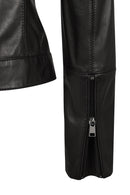 Maya Woman Black Mandarin Collar Leather Jacket | Derimod