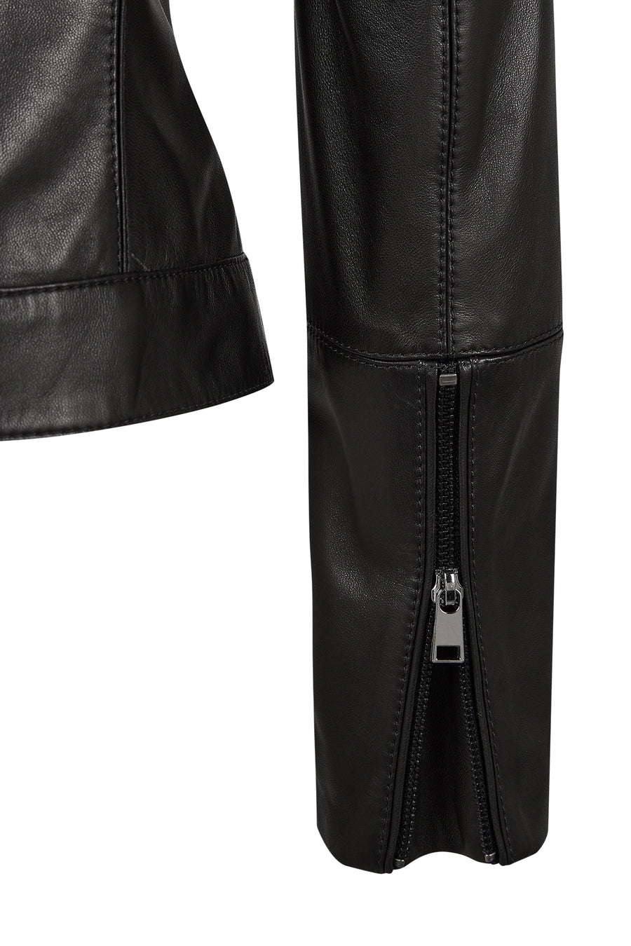 Maya Woman Black Mandarin Collar Leather Jacket