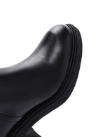Women's Black Leather Zippered Boots | Derimod