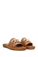 Women's Tan Leather Comfort Slippers | Derimod