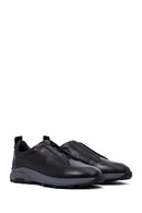 Men's Black Thick Sole Leather Casual Sneakers | Derimod