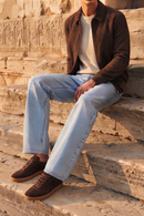 Male Brown Lace-Up Thick-Soled Suede Leather Sneaker | Derimod