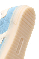 Woman Blue Lace-Up Suede Leather Sneakers | Derimod