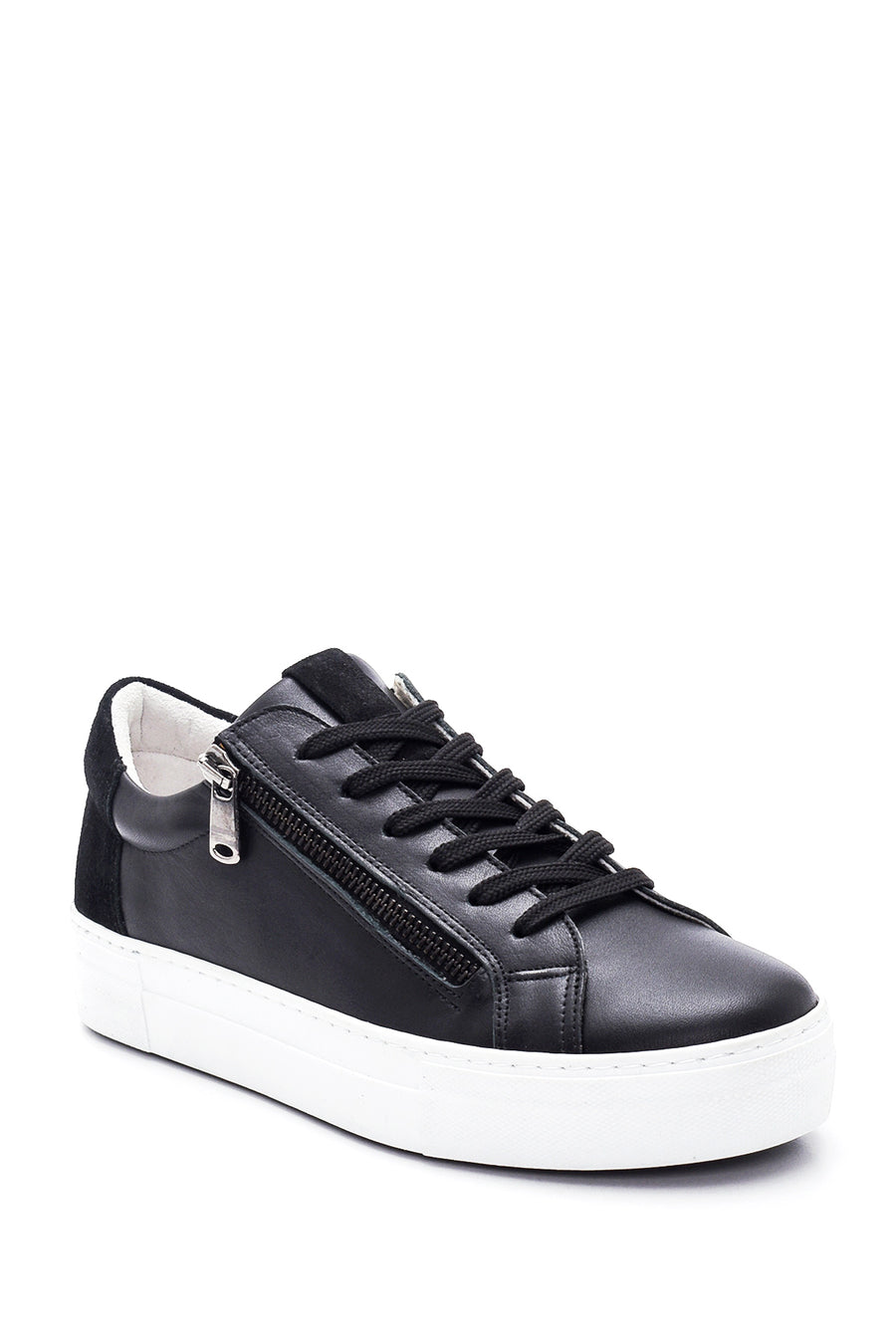 Kadın Deri Fermuar Detaylı Sneaker