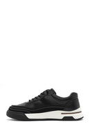 Erkek Siyah Bağcıklı Deri Sneaker | Derimod