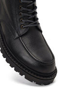 Men's Black Zippered Leather Combat Boots | Derimod