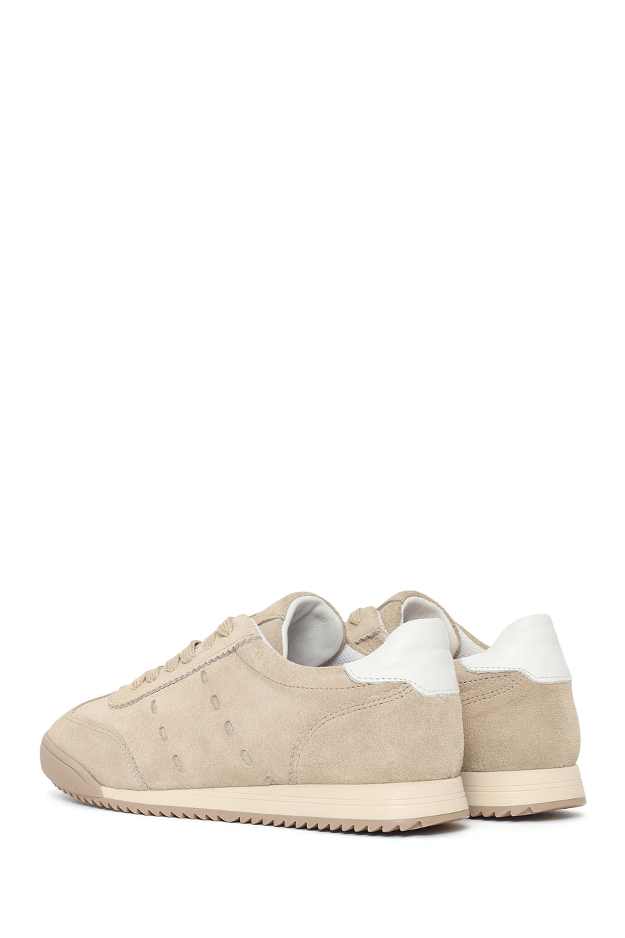 Kadın Bej Bağcıklı Süet Deri Sneaker
