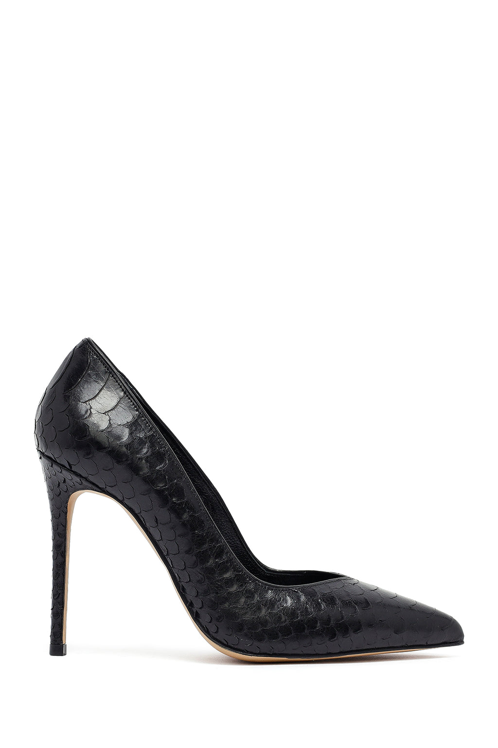 Kadın Siyah Desenli Yüksek İnce Topuklu Deri Stiletto