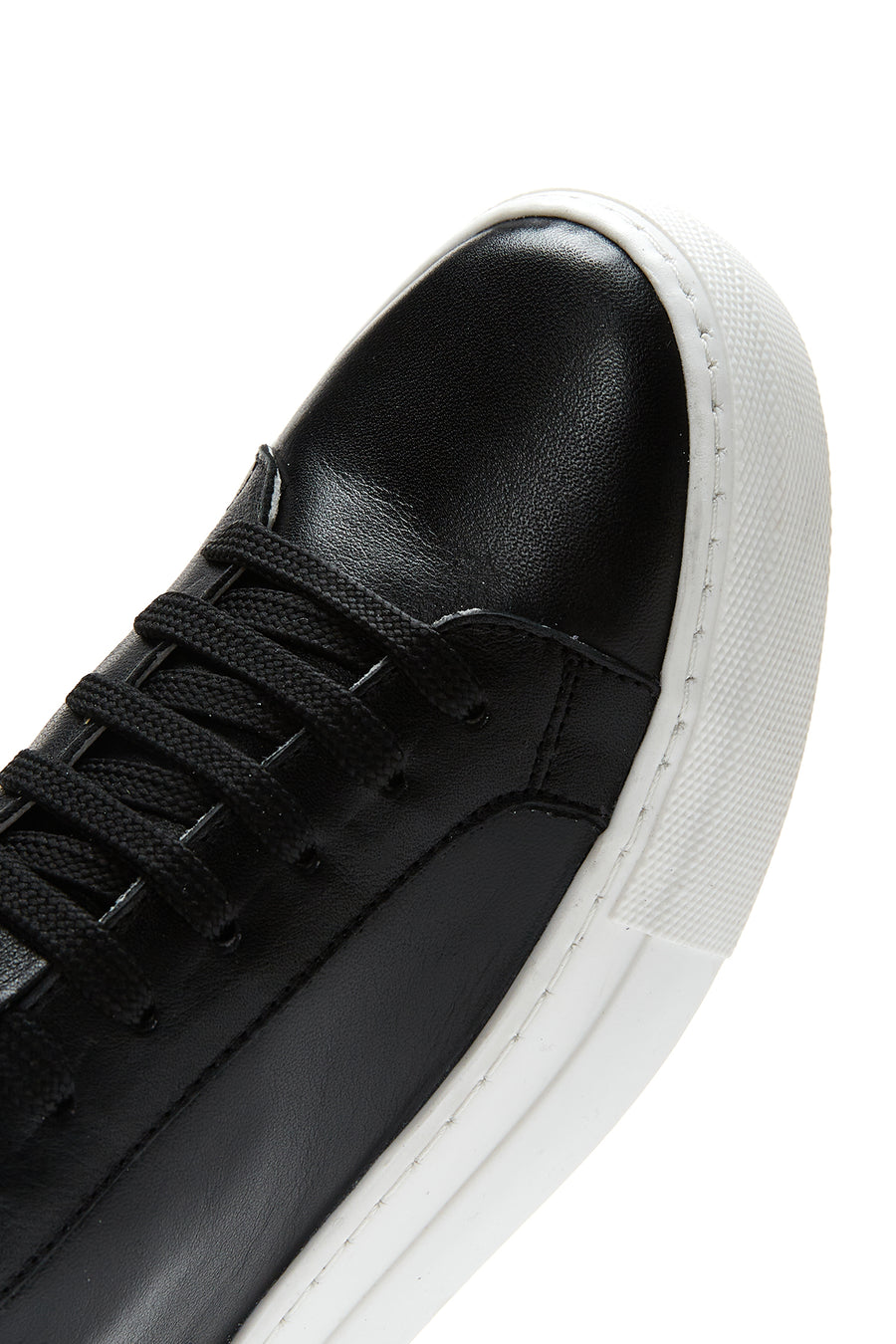 Kadın Siyah Bağcıklı Deri Sneaker
