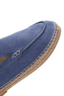Men's Blue Suede Leather Espadrilles | Derimod