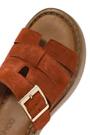 Women's Cinnamon Thick Soled Suede Leather Comfort Slippers | Derimod