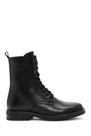 Women's Black Zippered Leather Boots | Derimod