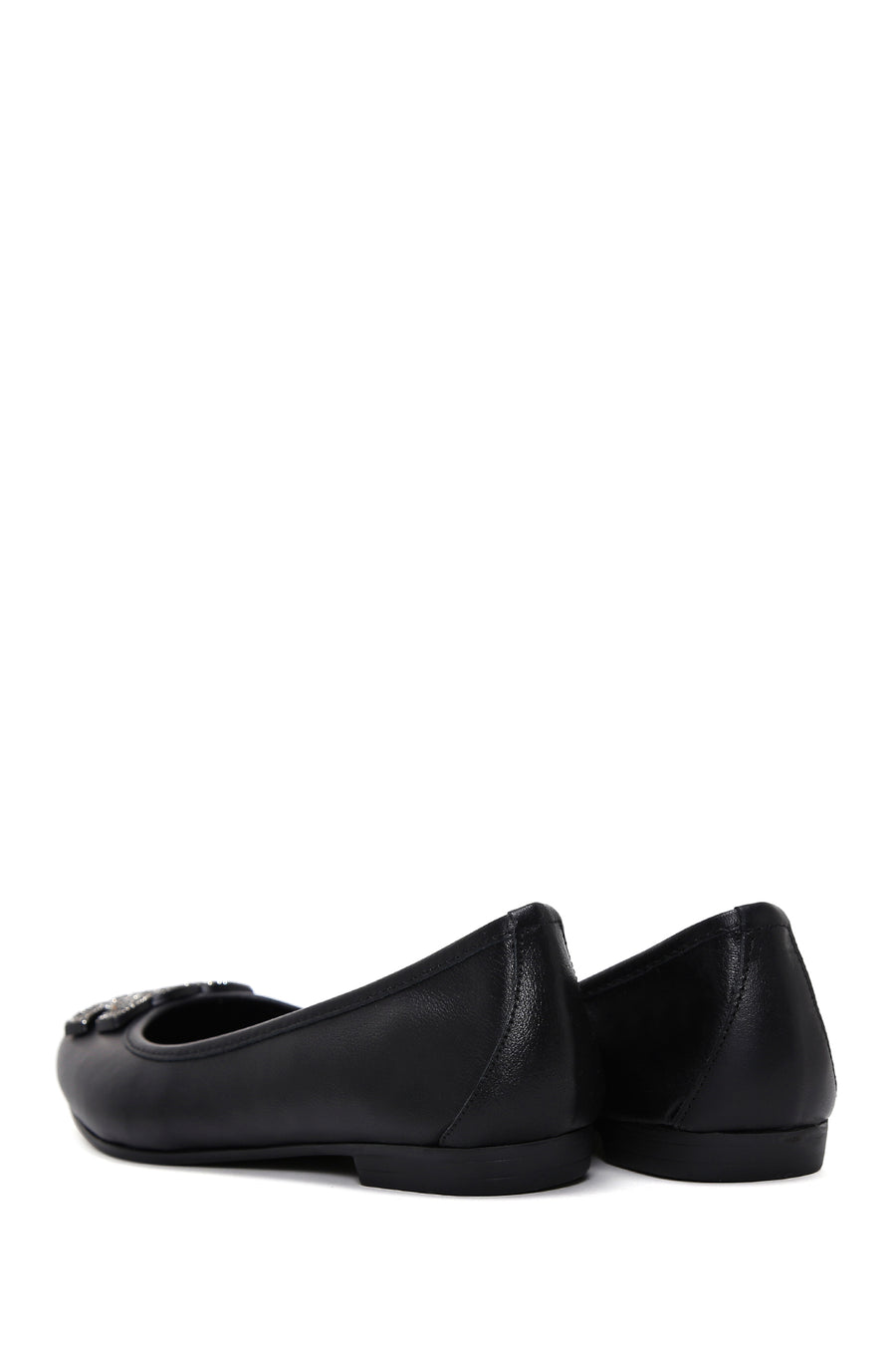 Women's Black Stone Leather Ballerinas