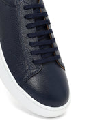 Erkek Lacivert Bağcıklı Kalın Tabanlı Deri Sneaker | Derimod