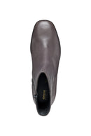 Geox Women's Grey Teulada Zippered Thick Heel Leather Boots | Derimod