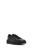 Erkek Siyah Bağcıklı Deri Sneaker | Derimod