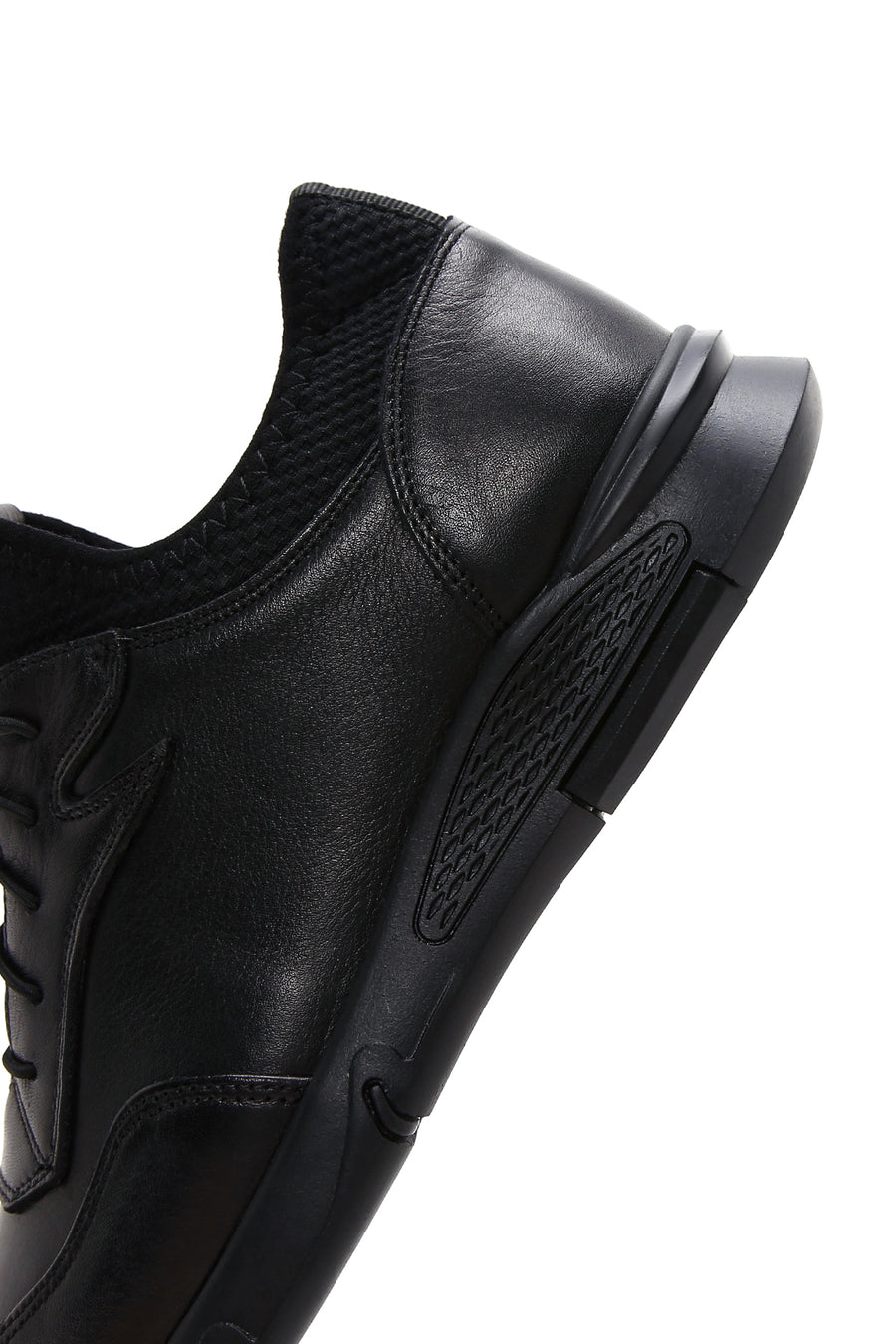 Erkek Siyah Bağcıklı Deri Casual Sneaker