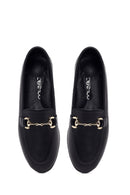 Woman Black Buckled Leather Classic Loafer | Derimod