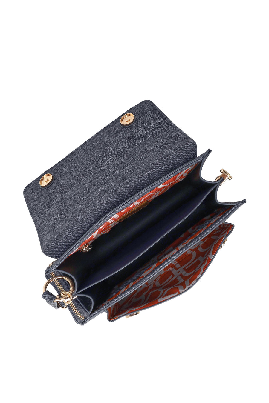 Woman Anthracite Long-Strap Fabric Crossbody Bag
