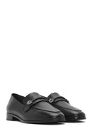 Kadın Siyah Tokalı Deri Maskülen Loafer | Derimod