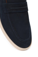 Erkek Lacivert Nubuk Deri Loafer | Derimod