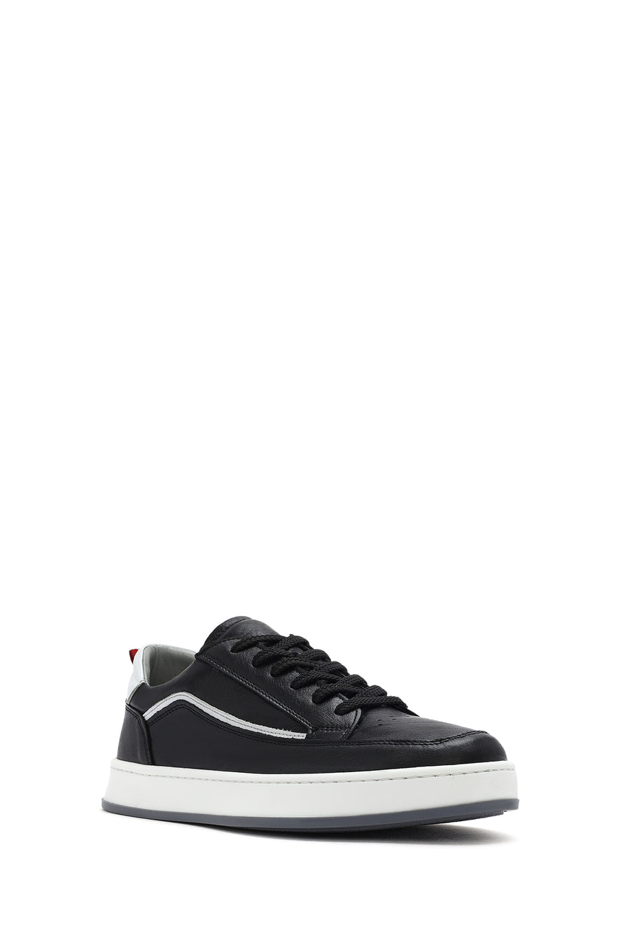 Erkek Siyah Bağcıklı Deri Sneaker