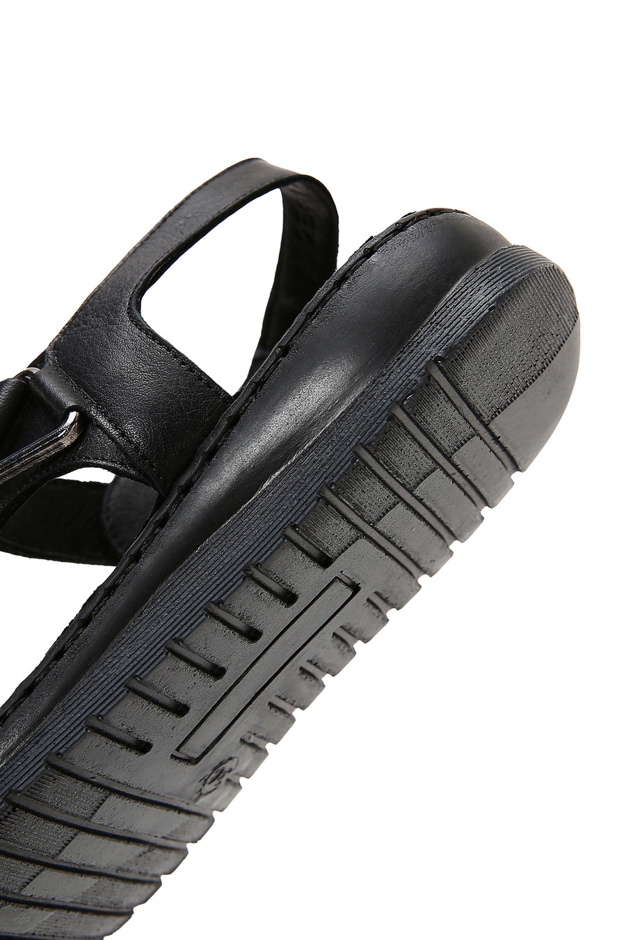 Women's Black Leather Comfort Sandals