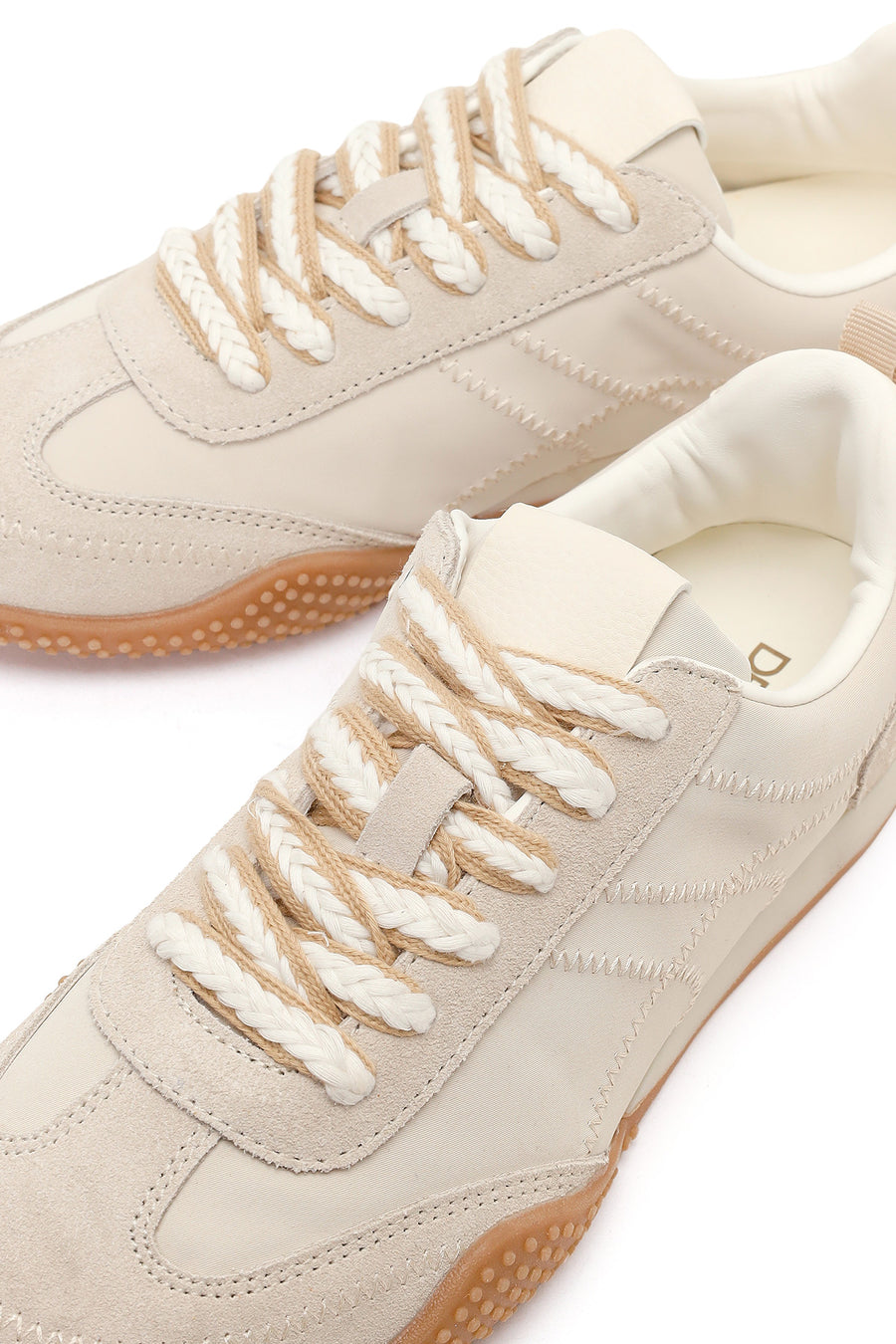 Kadın Krem Bağcıklı Deri Sneaker