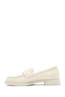 Women's Cream Leather Masculine Loafer | Derimod