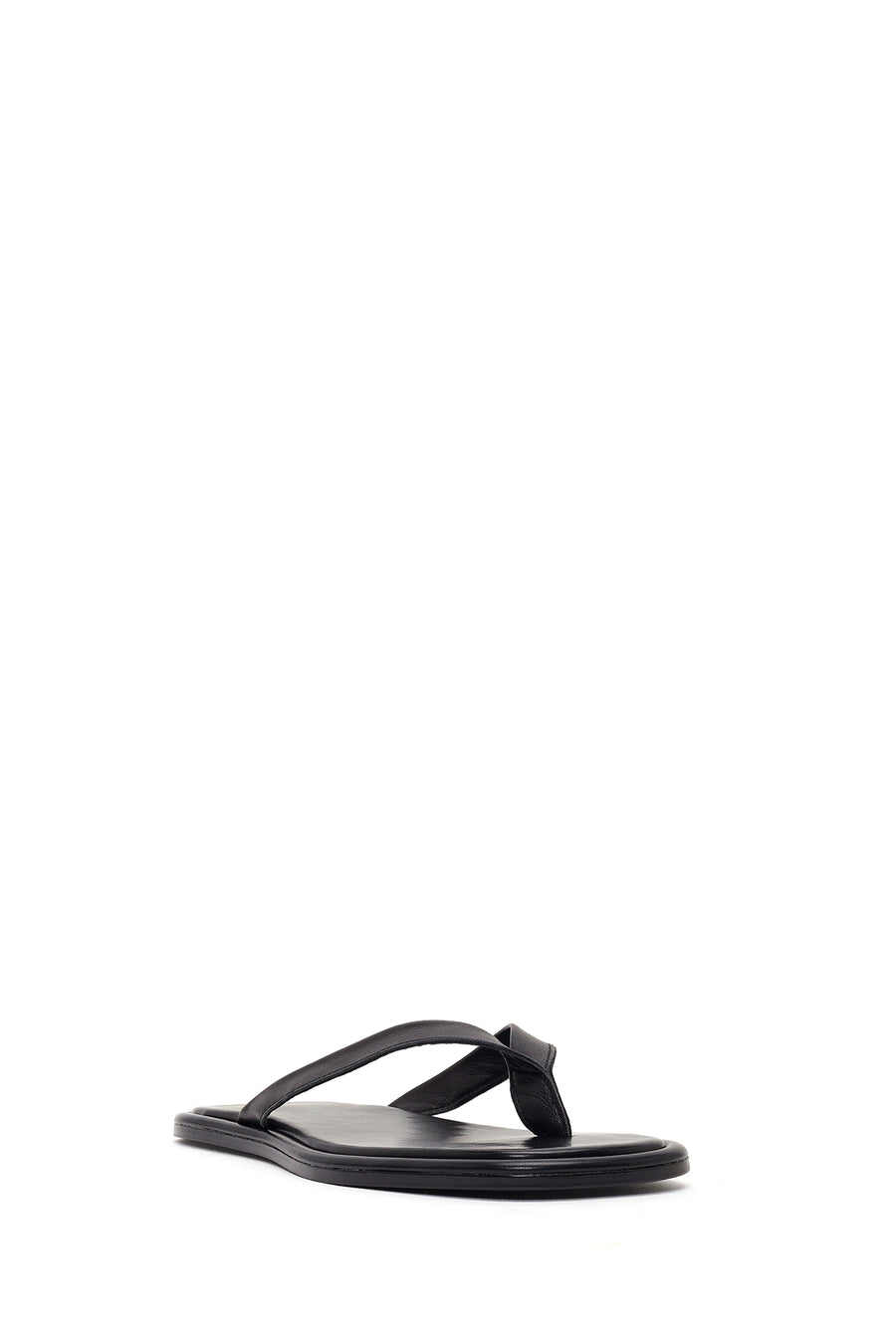 Woman Black Leather Flip-Flops