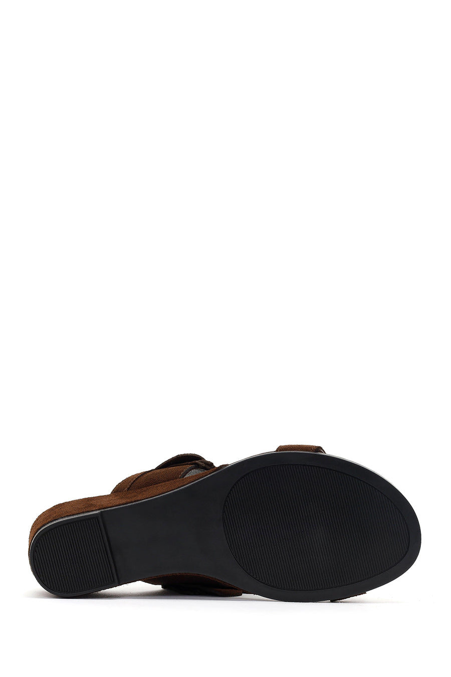 Women's Brown Platform Suede Leather Slippers