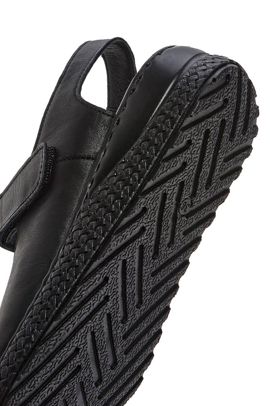 Women's Black Ankle Strap Chunky Sole Leather Comfort Sandals