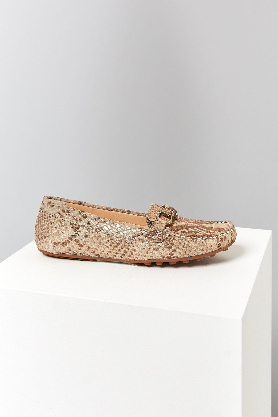 Yılan Desenli Kadın Deri Loafer
