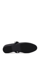 Women's Black Buckled Leather Ballet Flat | Derimod