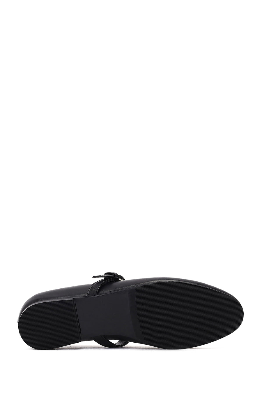 Women's Black Buckled Leather Ballet Flat