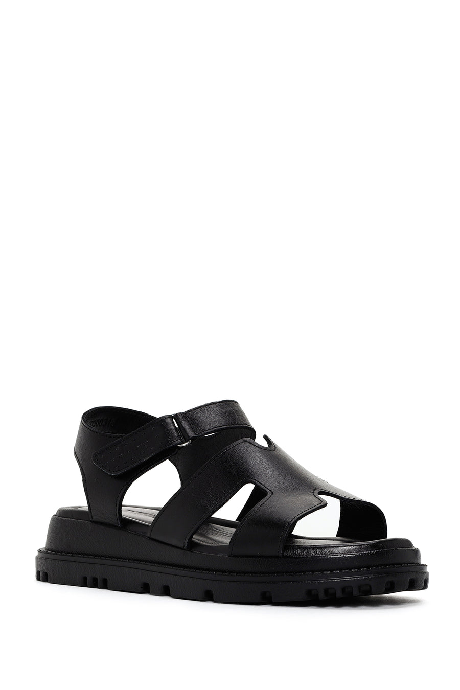 Women's Black Leather Comfort Sandals