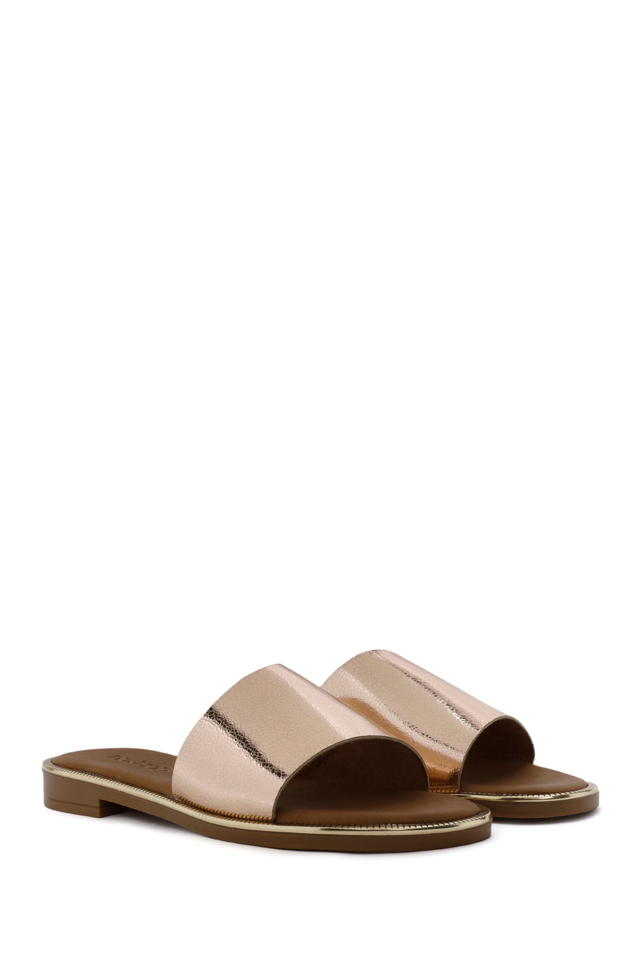 Women's Pink Metallic Leather Slippers
