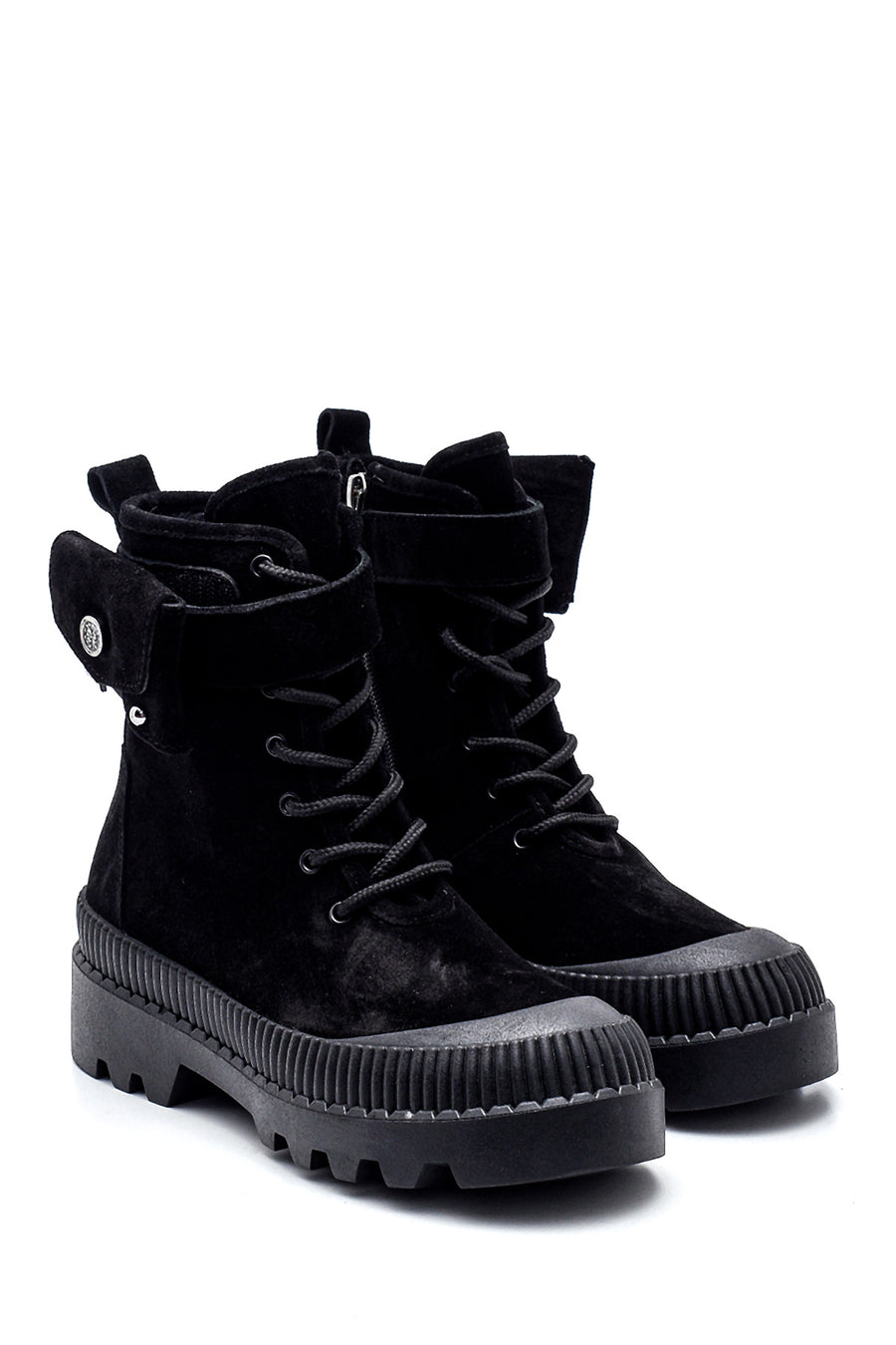 Women's Suede Leather Wallet Detailed Boots