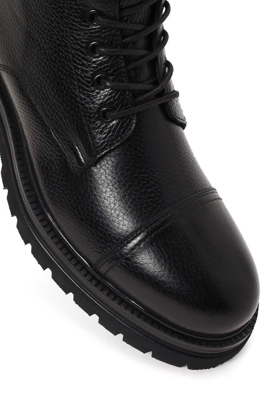 Male Black Lace-up Zip Closure Leather Casual Boots
