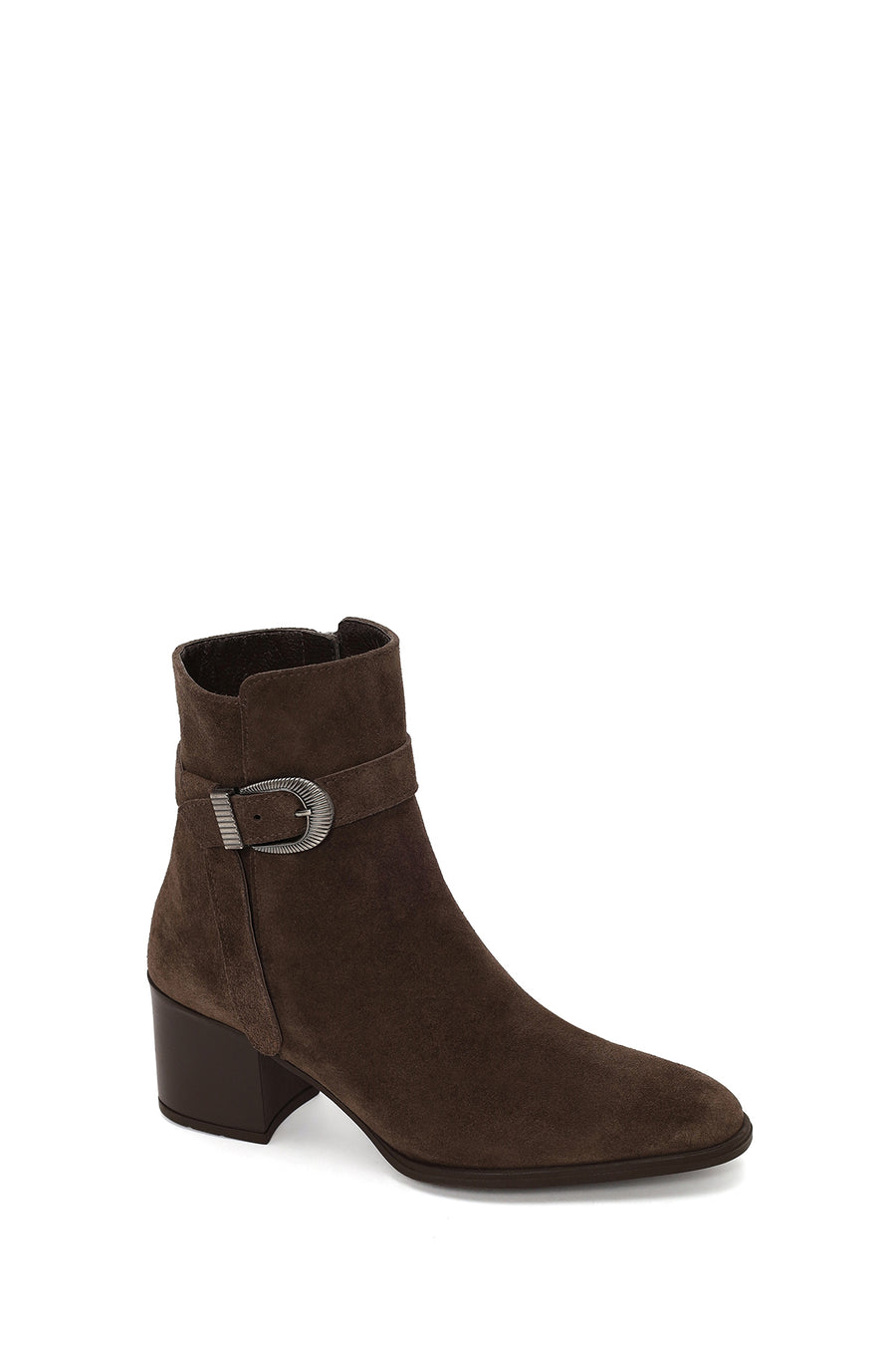 Woman Mink Zip Closure Thick-Heeled Suede Boots