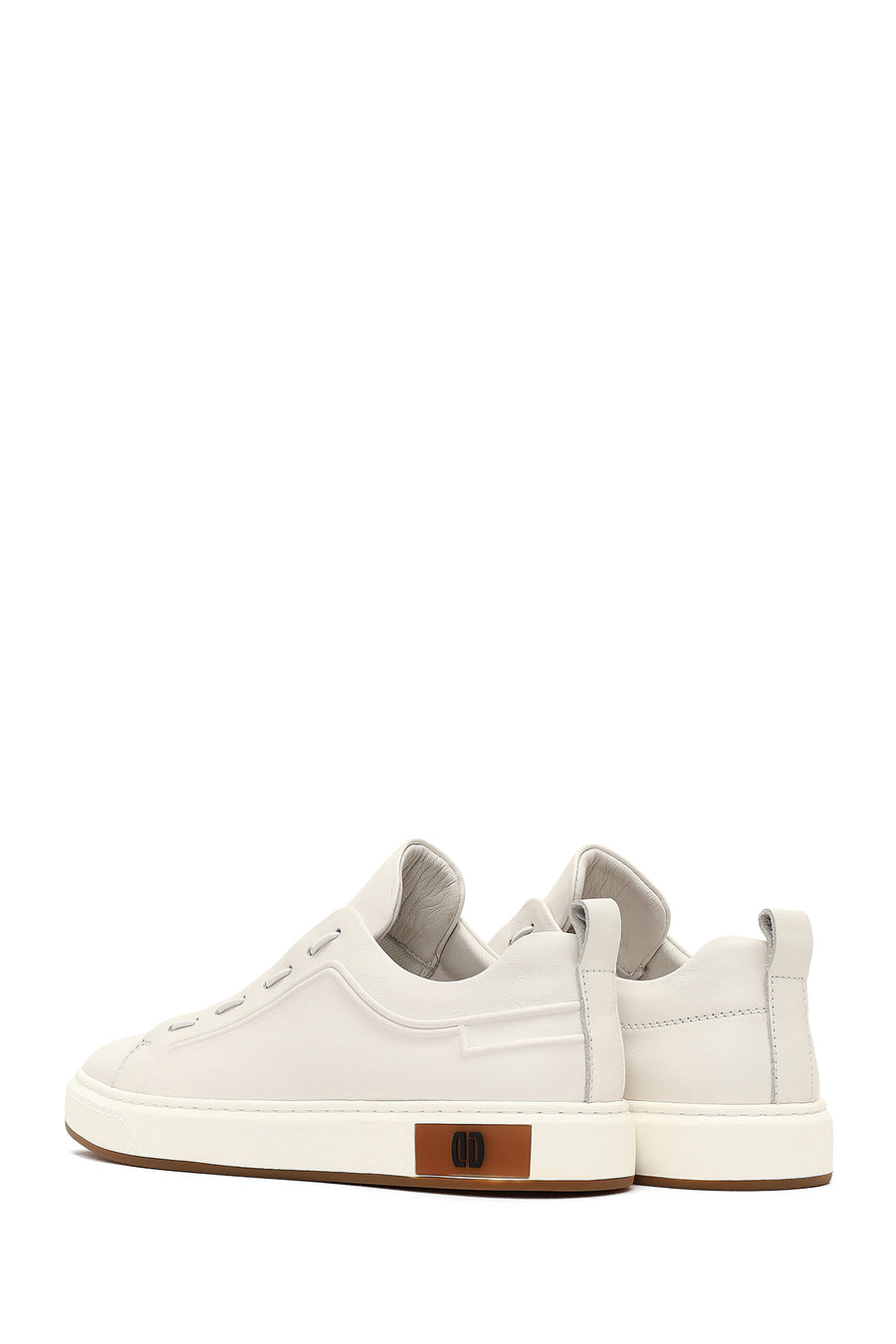 Erkek Beyaz Bağcıklı Deri Sneaker