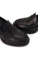 Kadın Siyah Kalın Topuklu Deri Maskülen Loafer | Derimod