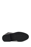 Woman Black Zip Closure Leather Boots | Derimod